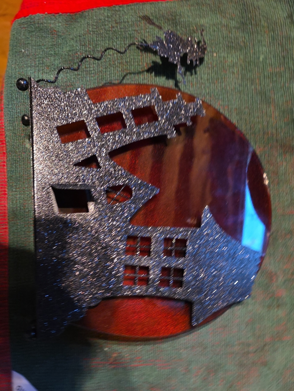 Glitter Black Haunted House Wall Art Mirror Accent